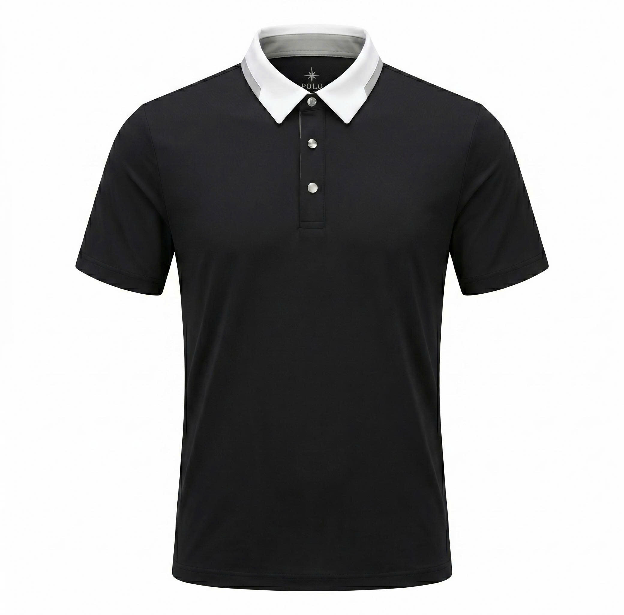 Black Contrast Collar Polo trên nền trung tính