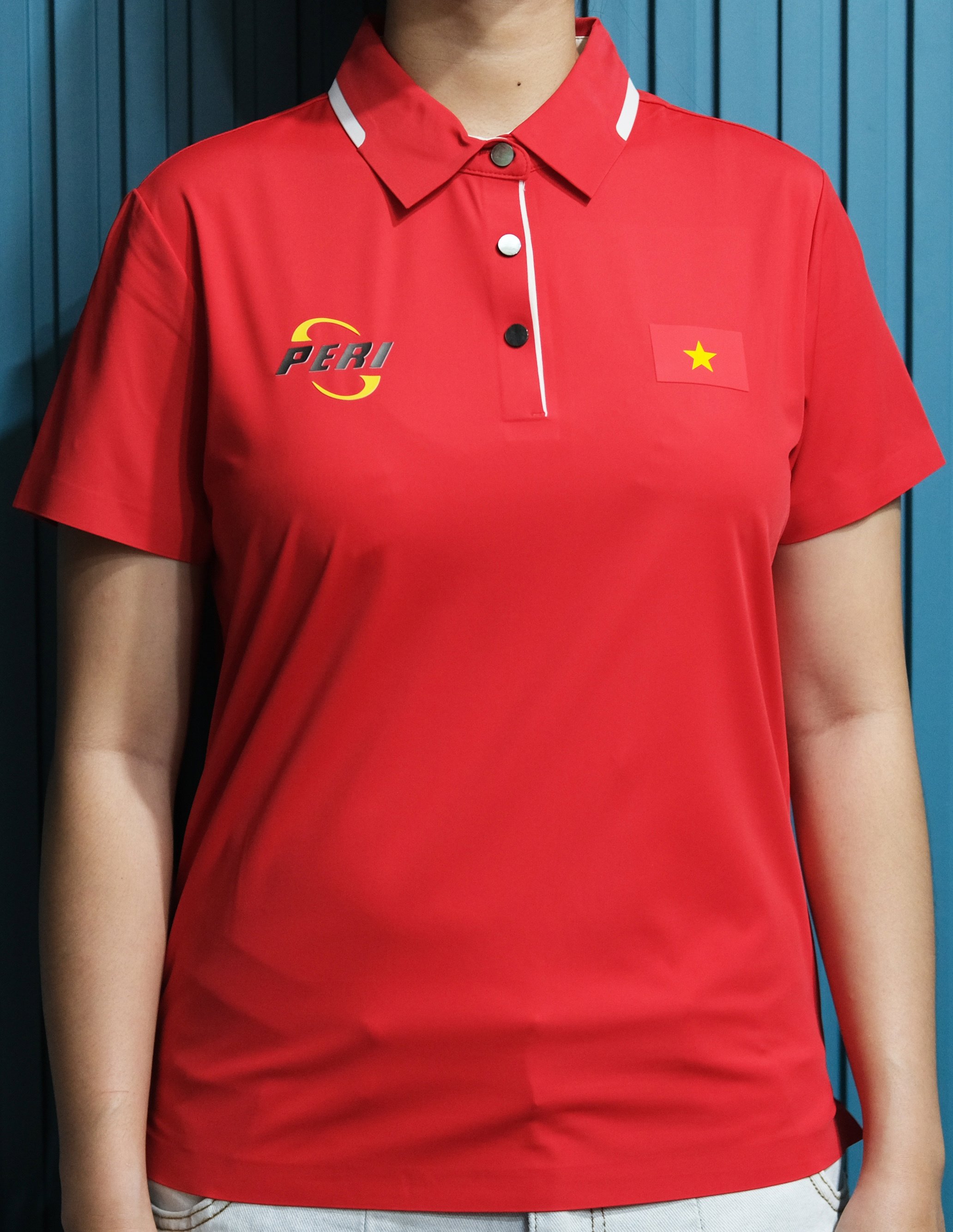 Polo Nữ - Ngắn Tay - Đỏ (Pery + Cờ VN) góc 2