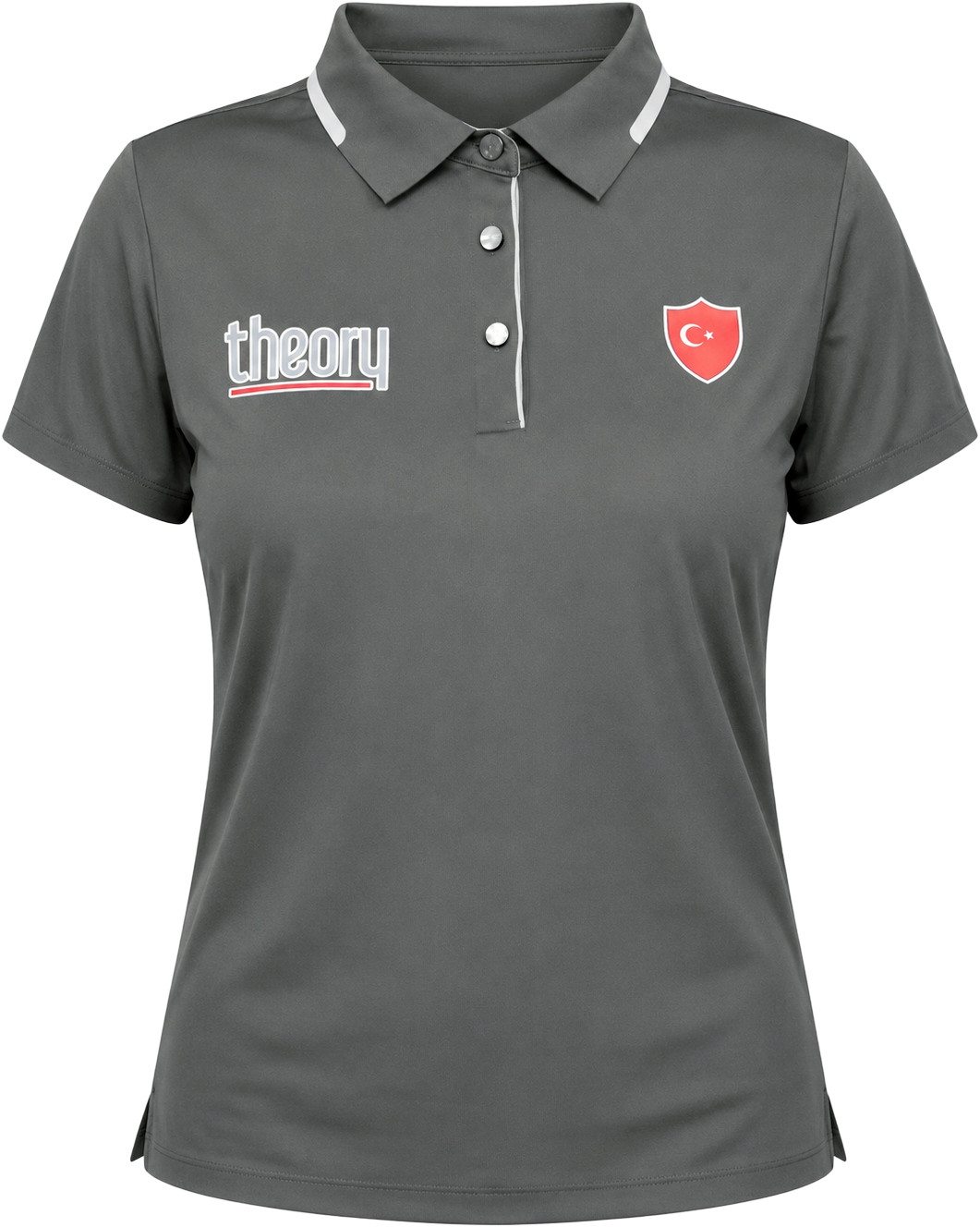 Polo Nữ - Ngắn Tay - Xám (Theory+Cờ Thổ) trên nền trung tính