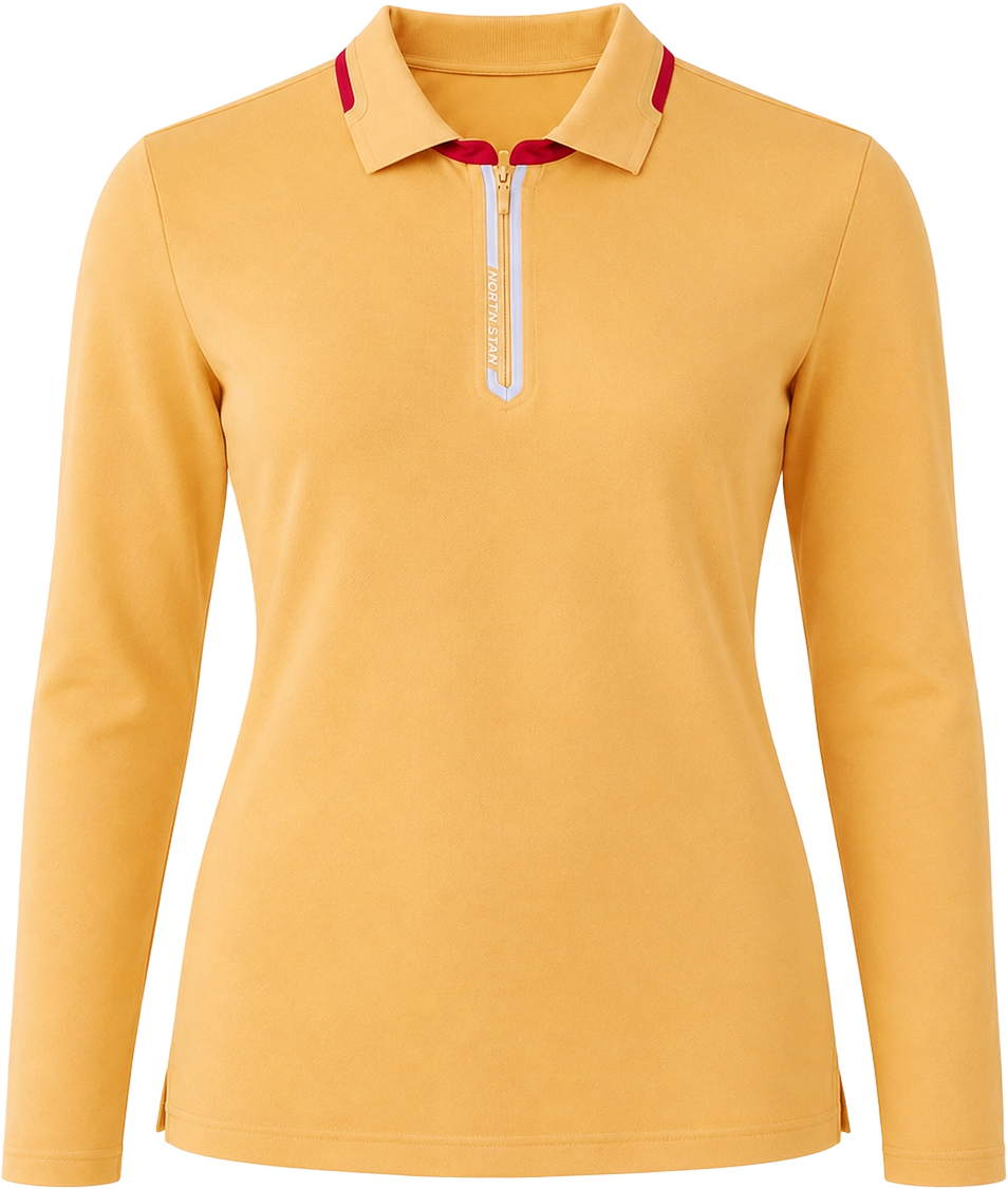Polo Nữ - Dài Tay - Vàng Cam trên nền trung tính